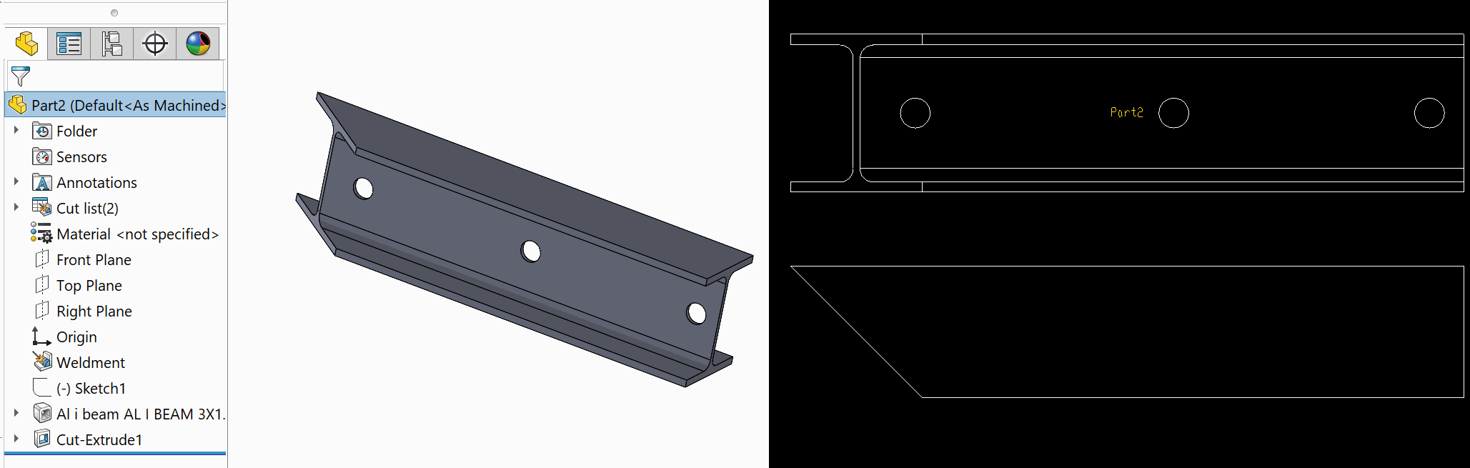 Flat pattern output for a weldment body