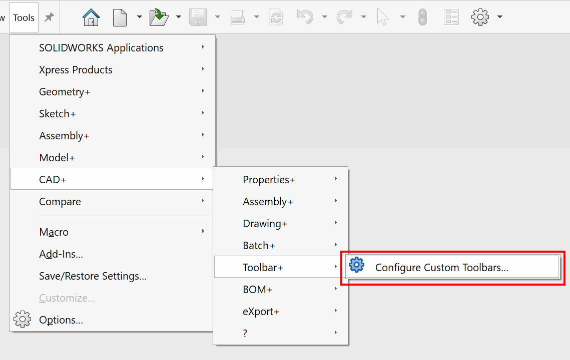 Customizing SolidWorks Flyout Toolbars