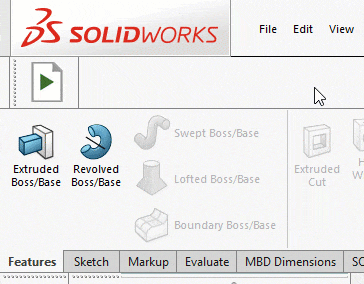 Toggle button in SOLIDWORKS toolbar