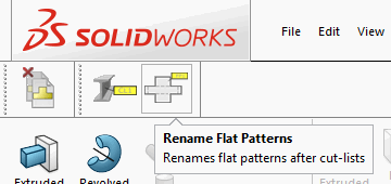 Commands in the custom SOLIDWORKS toolbar